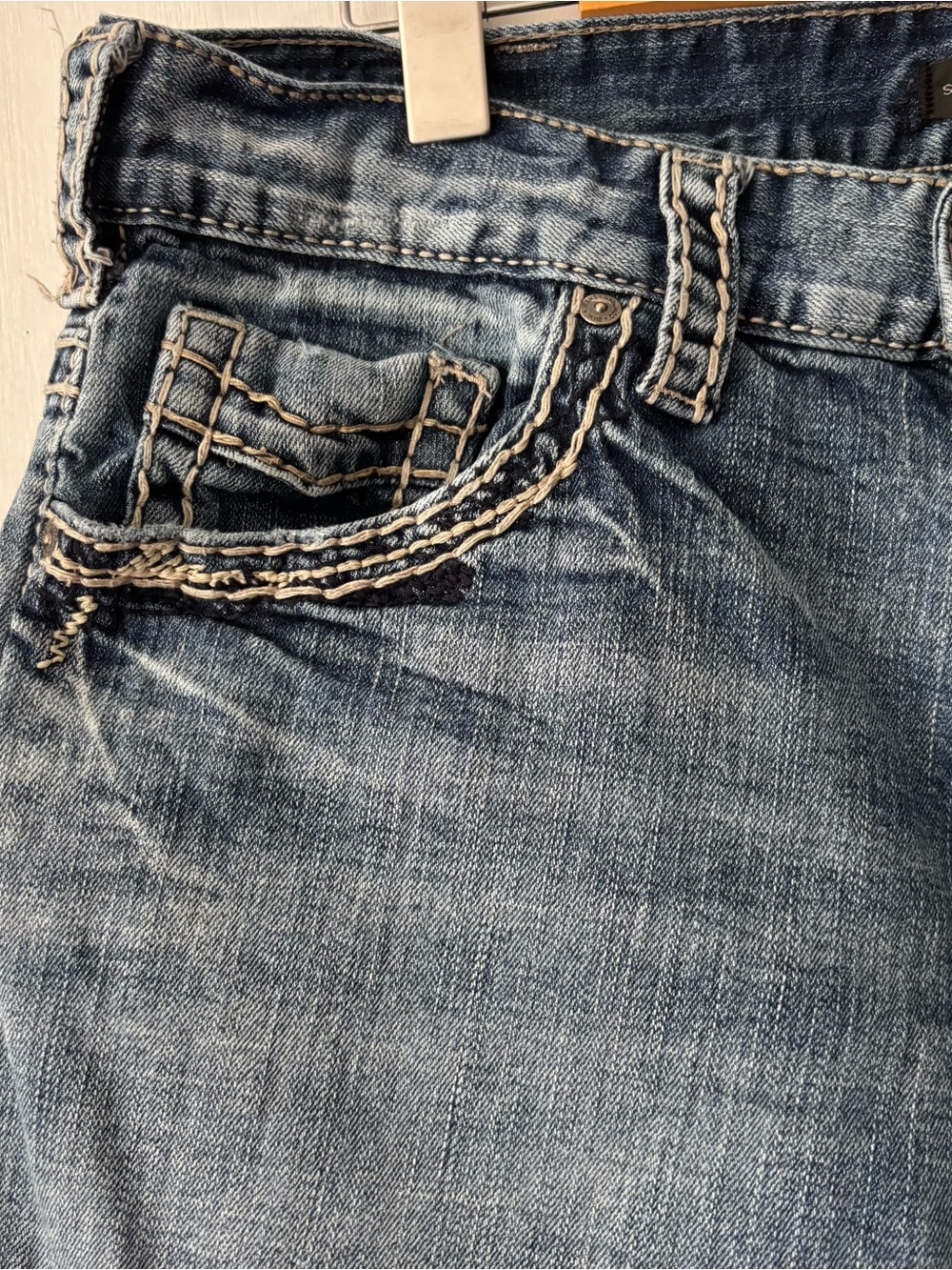 Silver Jeans Gordie Y2K Loose Jeans Contrast Stitch Embroidered Pockets W34 - Picture 5 of 12